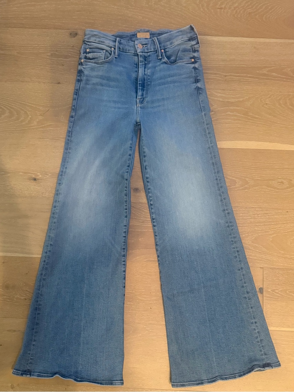 MOTHER Light Blue The Roller Wide-Leg Flare Jeans Size 27
